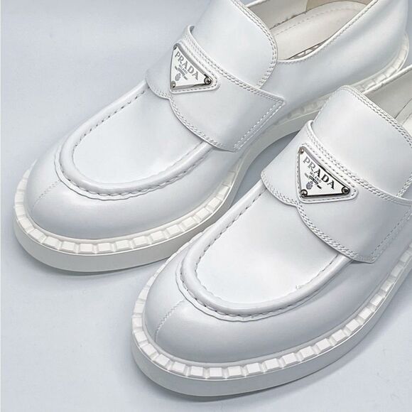 Prada Spazzolato Logo Platform Leather Loafers size 39 - Picture 6 of 14